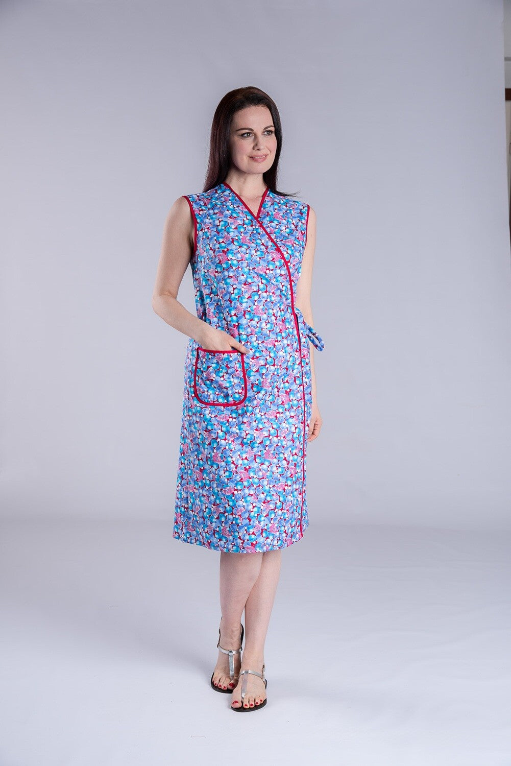 AERTRE Grembiule Copriabito Incrociato Donna Lungo Senza Maniche Art. 08