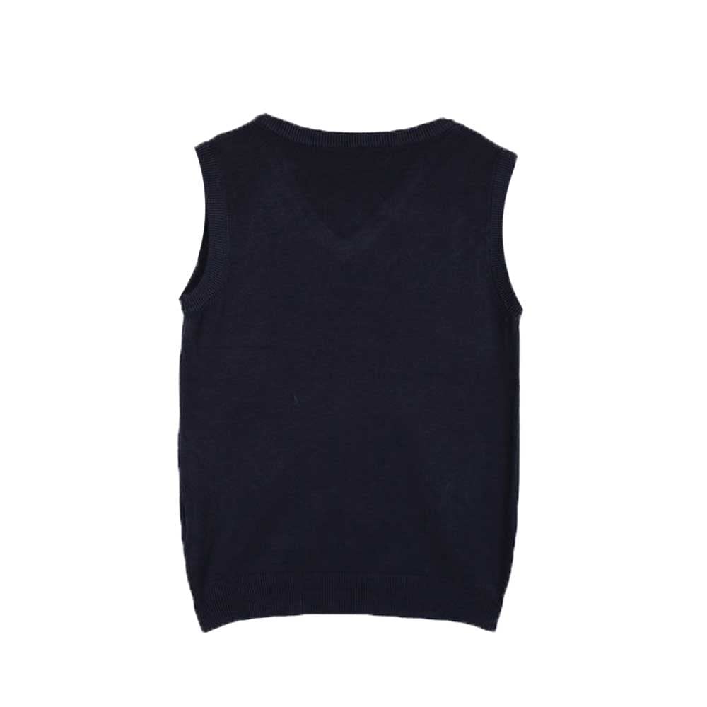LES TOP Maglia Smanicata blu da Bambino/a con collo a Punta