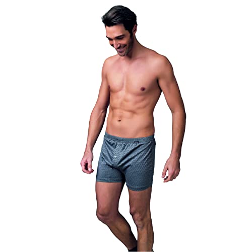 Nottingham 6 Pezzi Boxer Uomo B416S-B416SX Apertura con Bottoni in Filo di Scozia, Assortito(Blu,Grigio Antracite e Nero), 10/5XL