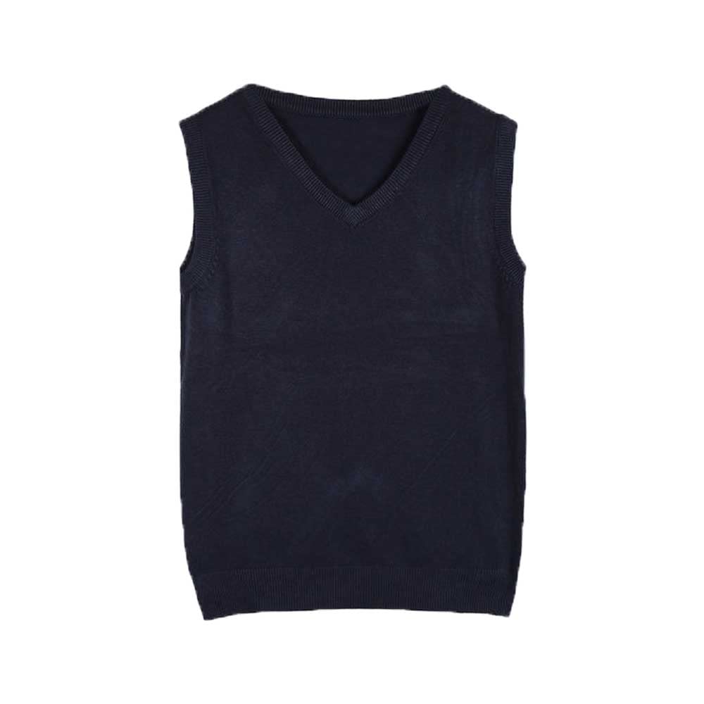 LES TOP Maglia Smanicata blu da Bambino/a con collo a Punta