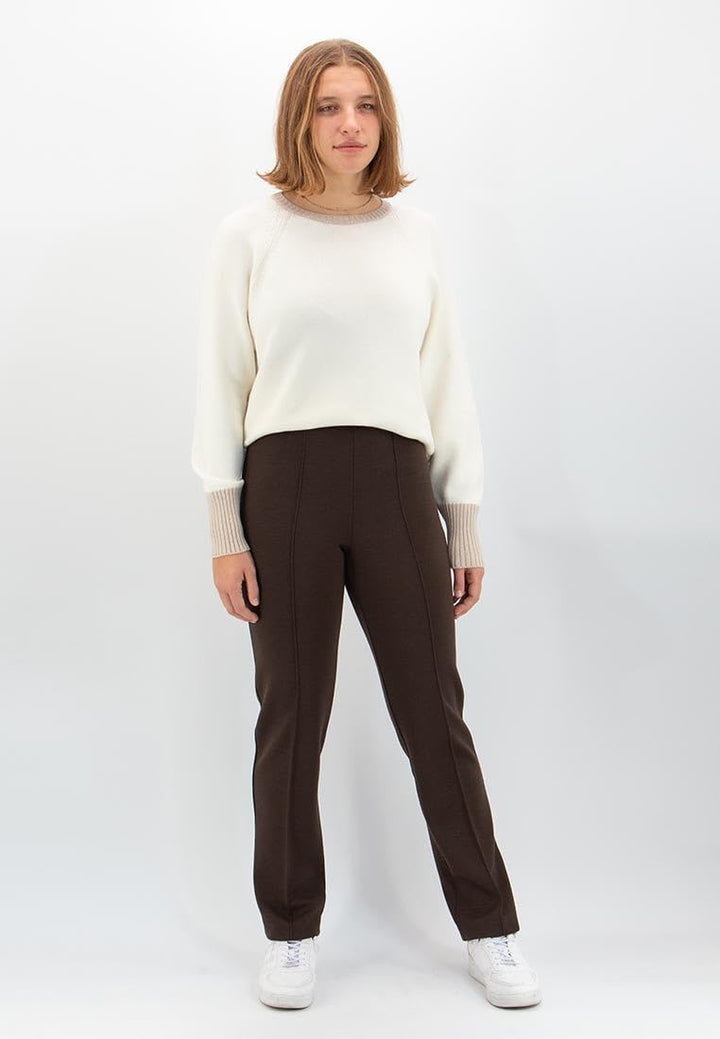 CARLA FERRONI Pantalone Donna in Lana Jersey Elasticizzato Vita Alta Art. 6626