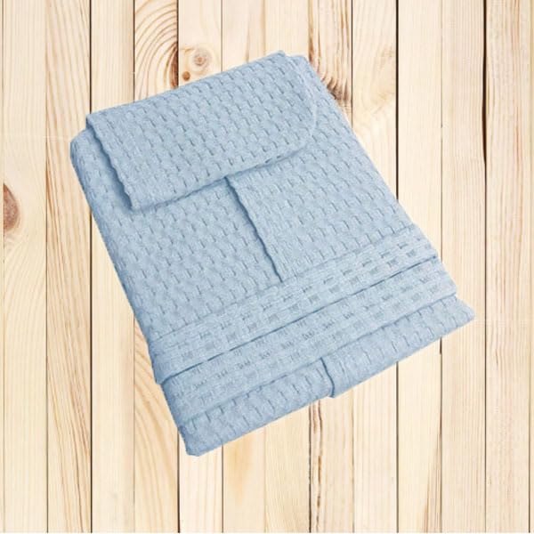 Accappatoio nido d'ape in cotone con cintura girovita