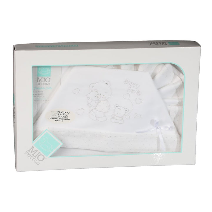 MIO PICCOLO Set lenzuola culla/passeggino puro Cotone ricamo orsacchiotto - Cassaniti