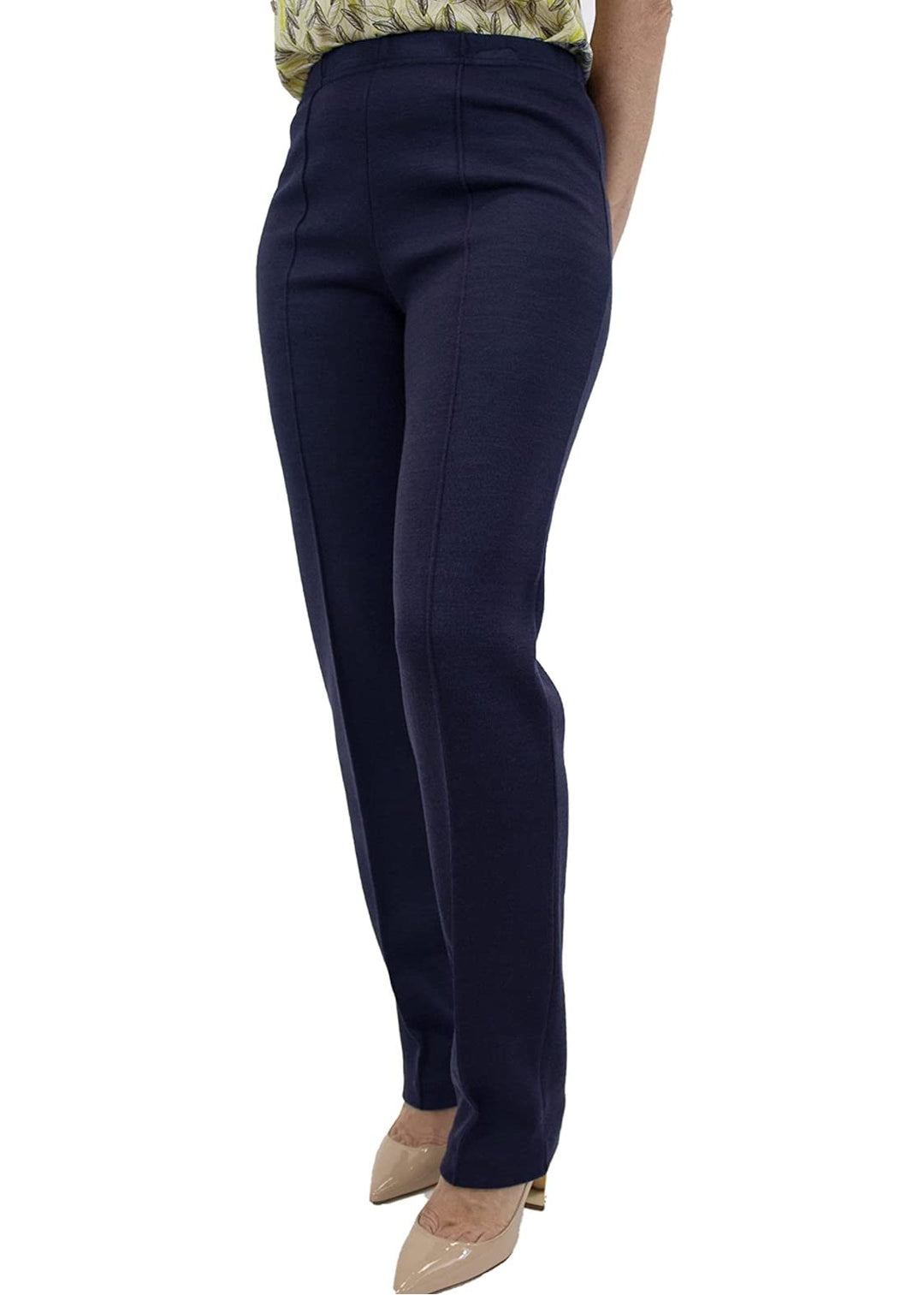 CARLA FERRONI Pantalone Donna in Lana Jersey Elasticizzato Vita Alta Art. 6626