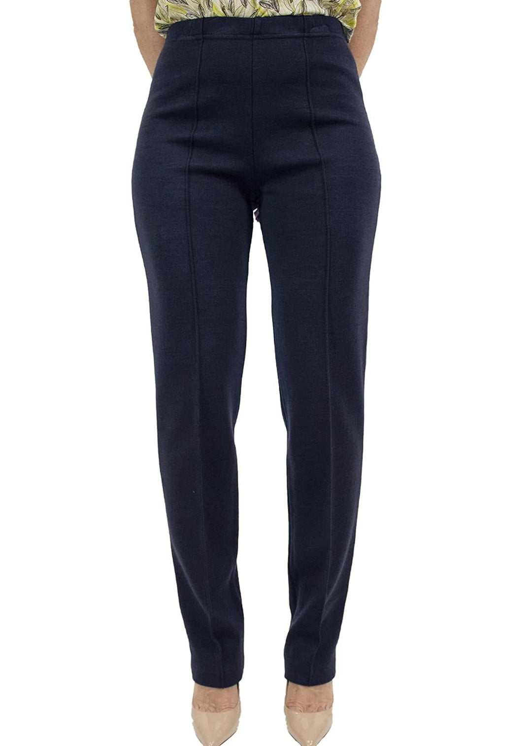 CARLA FERRONI Pantalone Donna in Lana Jersey Elasticizzato Vita Alta Art. 6626