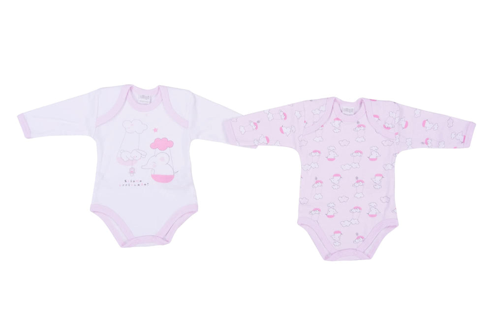 ELLEPI Body Manica Lunga Caldo Cotone Garzato Pesante Neonato Americano Confezione 2 Pz - Cassaniti