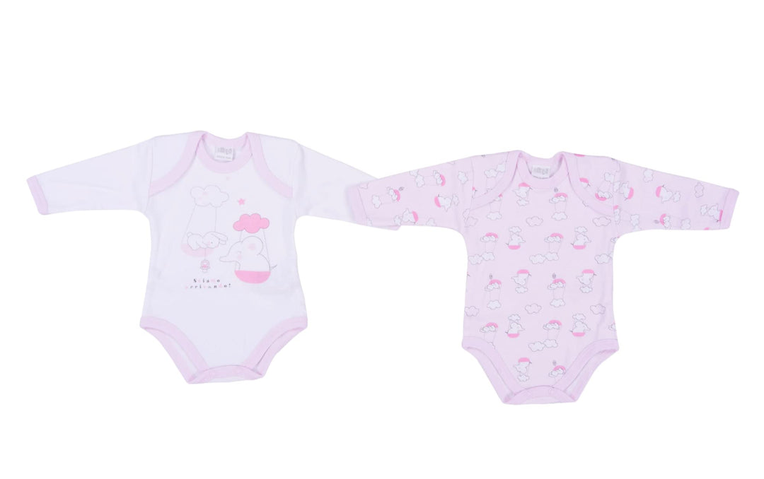 ELLEPI Body Manica Lunga Caldo Cotone Garzato Pesante Neonato Americano Confezione 2 Pz - Cassaniti