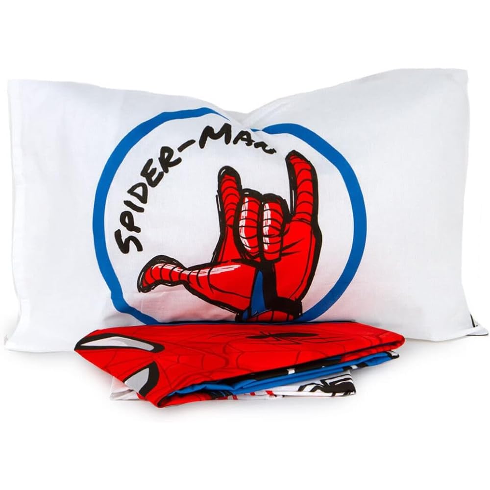 DISNEY-MARVEL Completo lenzuola, set 3 pezzi, sotto con angoli, sopra, federa, 100% Cotone