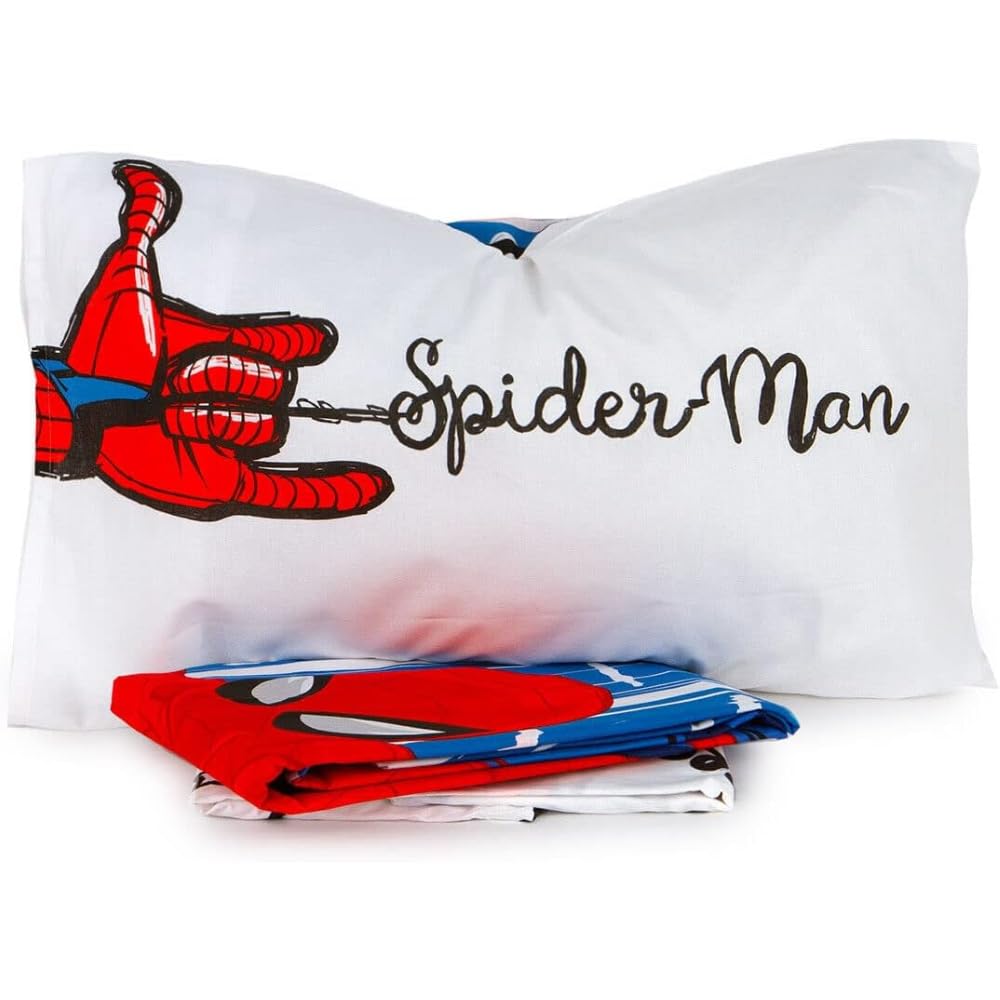 DISNEY-MARVEL Completo lenzuola, set 3 pezzi, sotto con angoli, sopra, federa, 100% Cotone