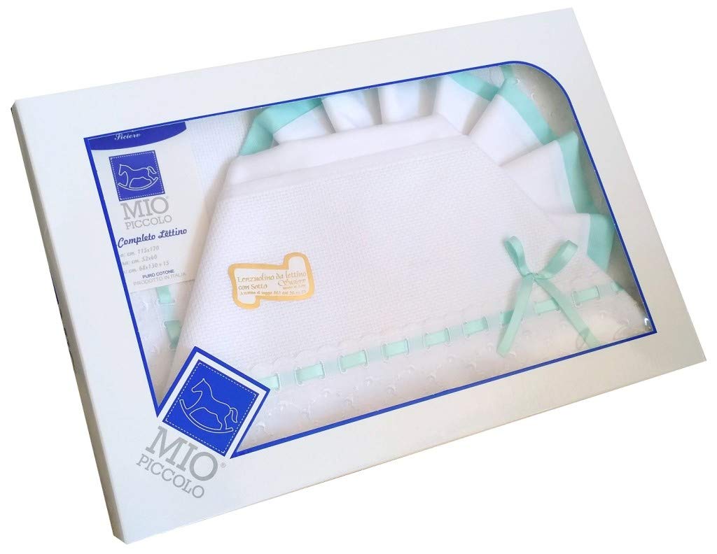 MIO PICCOLO Composè lettino/culla tela aida da ricamare con inserti in san gallo - Cassaniti