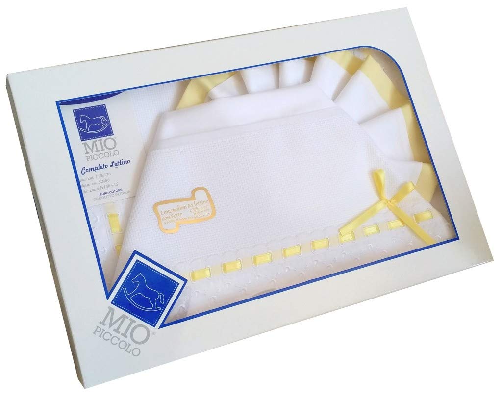 MIO PICCOLO Composè lettino/culla tela aida da ricamare con inserti in san gallo - Cassaniti