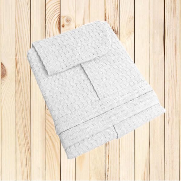 Accappatoio nido d'ape in cotone con cintura girovita