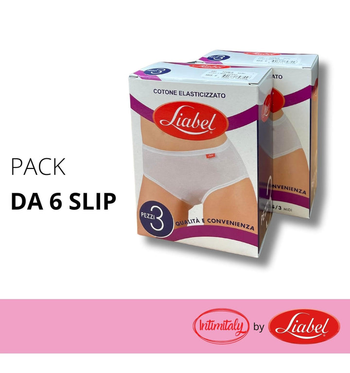 Liabel 6 Mutande Slip da Donna in Cotone Vita Alta Donna Art. T25