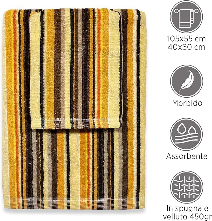 SOMMARUGA Coppia di asciugamani in spugna cinigliata (ospite+asciugamano)