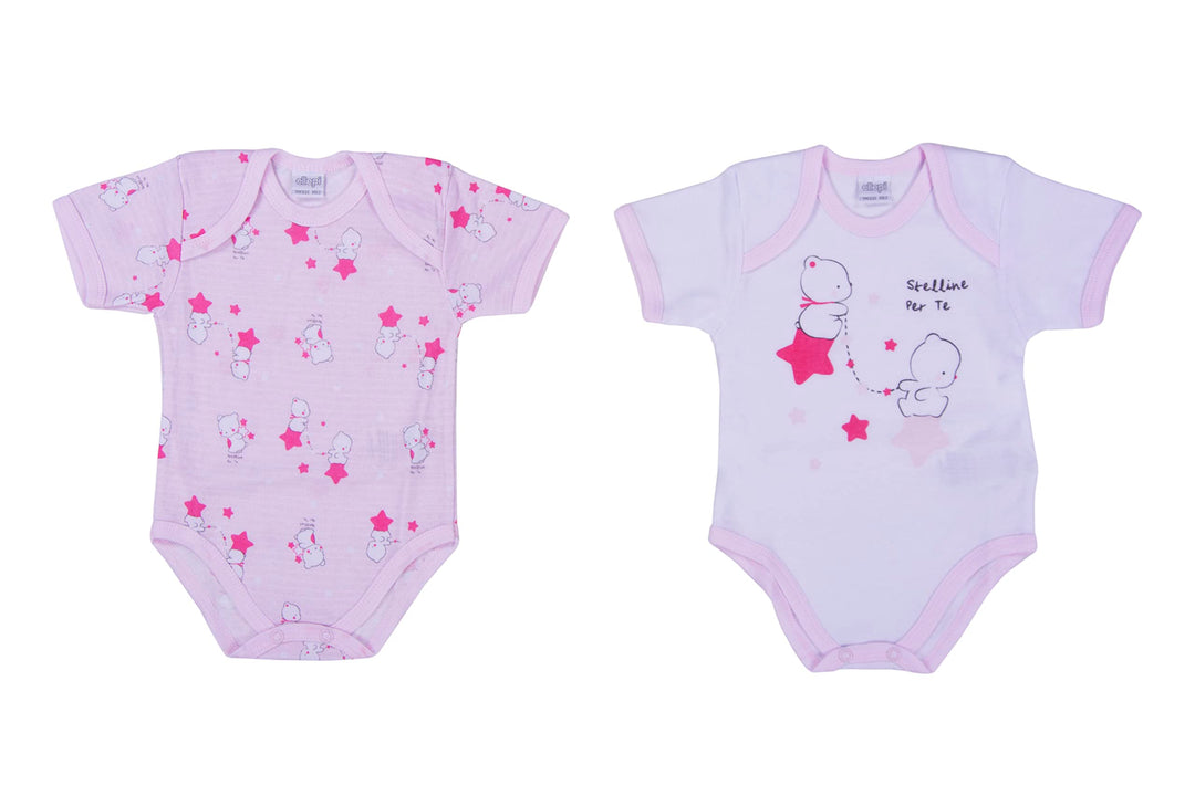 ELLEPI Body in Cotone Leggero per il Tuo Bambino, Fantasia Variabile, Confezione 2 Pz - Cassaniti