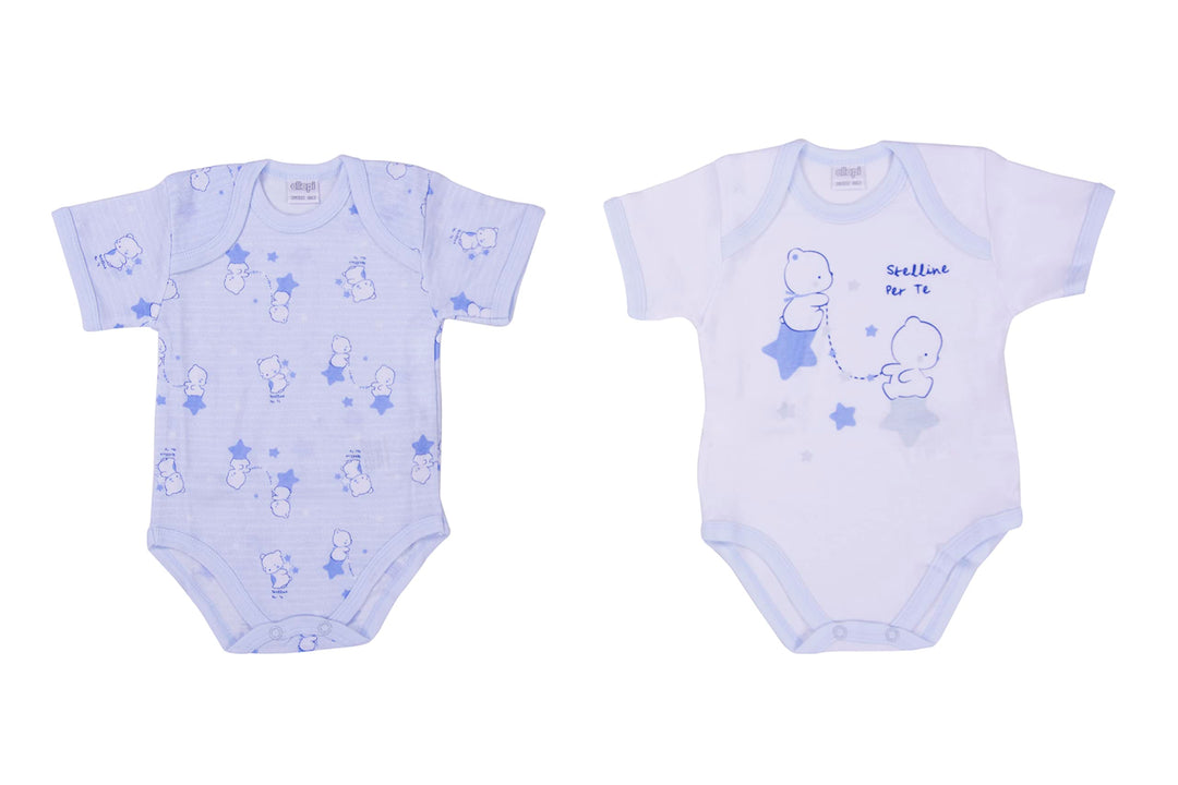 ELLEPI Body in Cotone Leggero per il Tuo Bambino, Fantasia Variabile, Confezione 2 Pz - Cassaniti