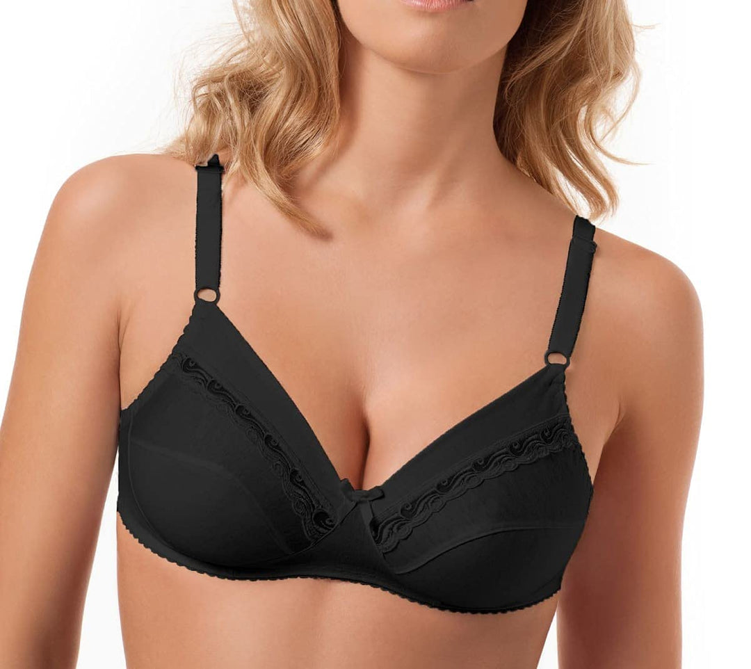 SìèLEI Reggiseno senza ferretto 100% cotone inserto in merletto coppa B Art. 90