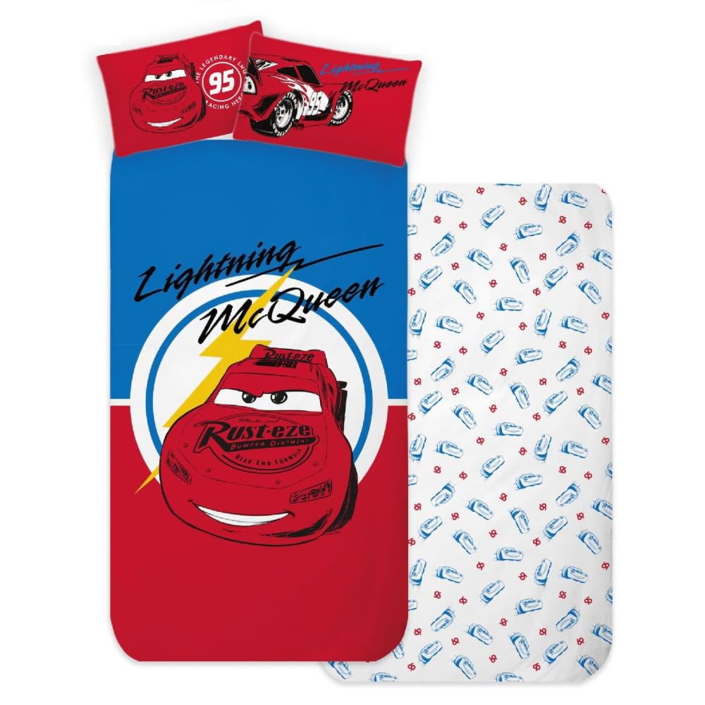 DISNEY-MARVEL Completo lenzuola, set 3 pezzi, sotto con angoli, sopra, federa, 100% Cotone