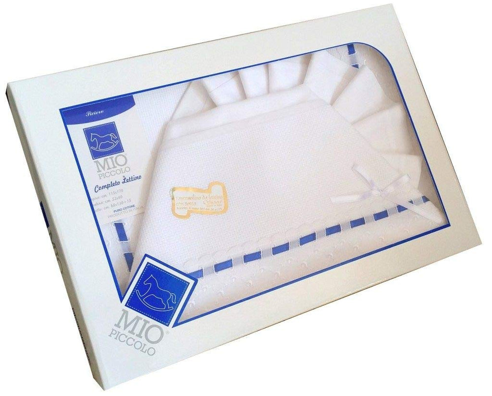 MIO PICCOLO Composè lettino/culla tela aida da ricamare con inserti in san gallo - Cassaniti