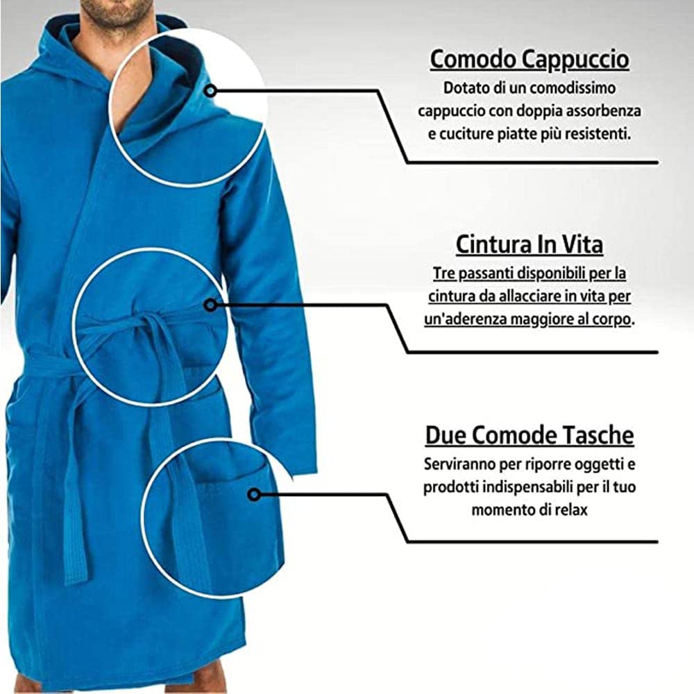 Accappatoio Microfibra Calibrato Uomo Con Cappuccio
