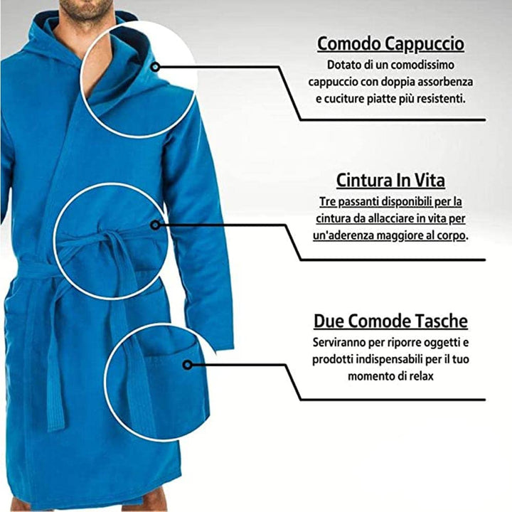 Accappatoio Microfibra Calibrato Uomo Con Cappuccio