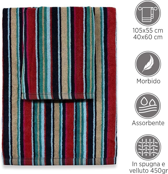 SOMMARUGA Coppia di asciugamani in spugna cinigliata (ospite+asciugamano)