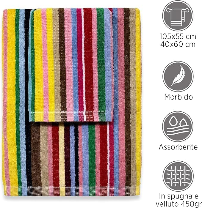 SOMMARUGA Coppia di asciugamani in spugna cinigliata (ospite+asciugamano)