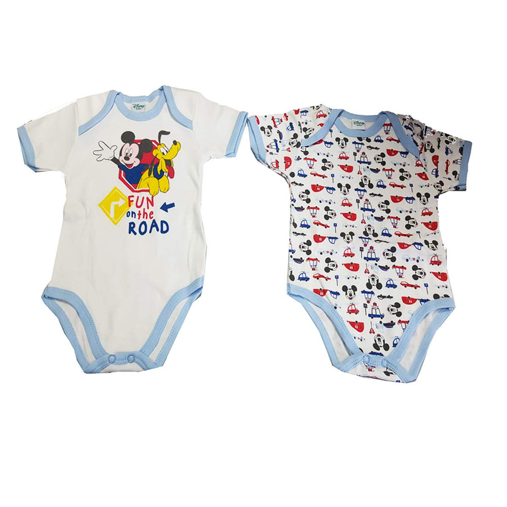 DISNEY Americano Neonato/a Mezza Manica in Cotone Caldo Minnie e Mickey Confezione 2 Pz - Cassaniti