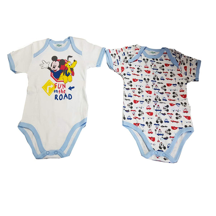 DISNEY Americano Neonato/a Mezza Manica in Cotone Caldo Minnie e Mickey Confezione 2 Pz - Cassaniti