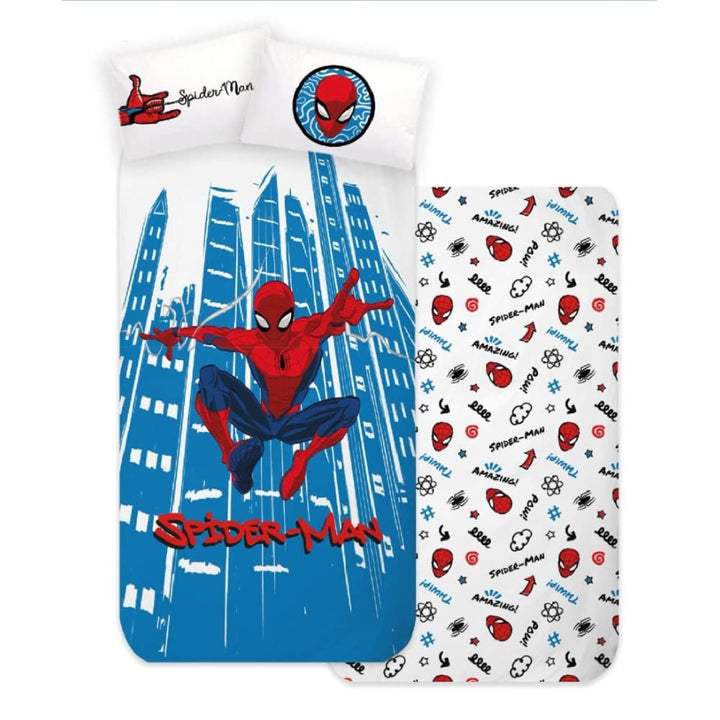 DISNEY-MARVEL Completo lenzuola, set 3 pezzi, sotto con angoli, sopra, federa, 100% Cotone