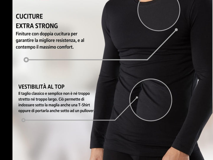 NAVIGARE 3 Maglia uomo intima caldo cotone maniche lunghe Girocollo art. 113 - Cassaniti