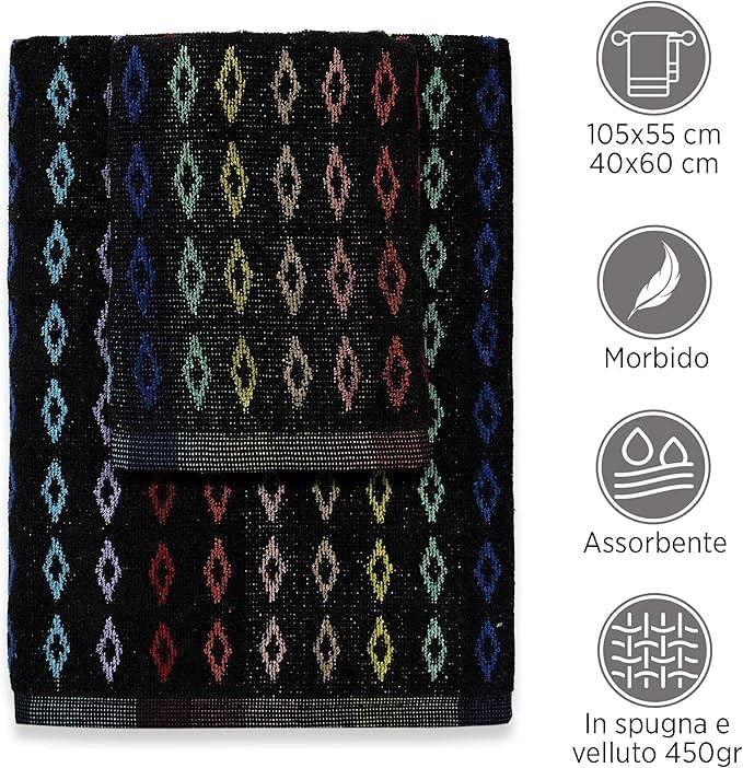 SOMMARUGA Coppia di asciugamani in spugna cinigliata (ospite+asciugamano)