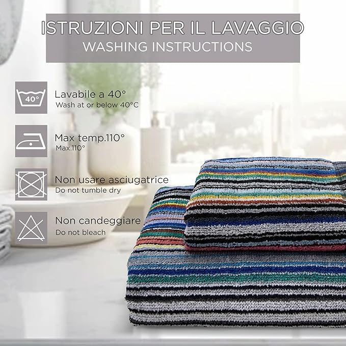 SOMMARUGA Coppia di asciugamani in spugna cinigliata (ospite+asciugamano)