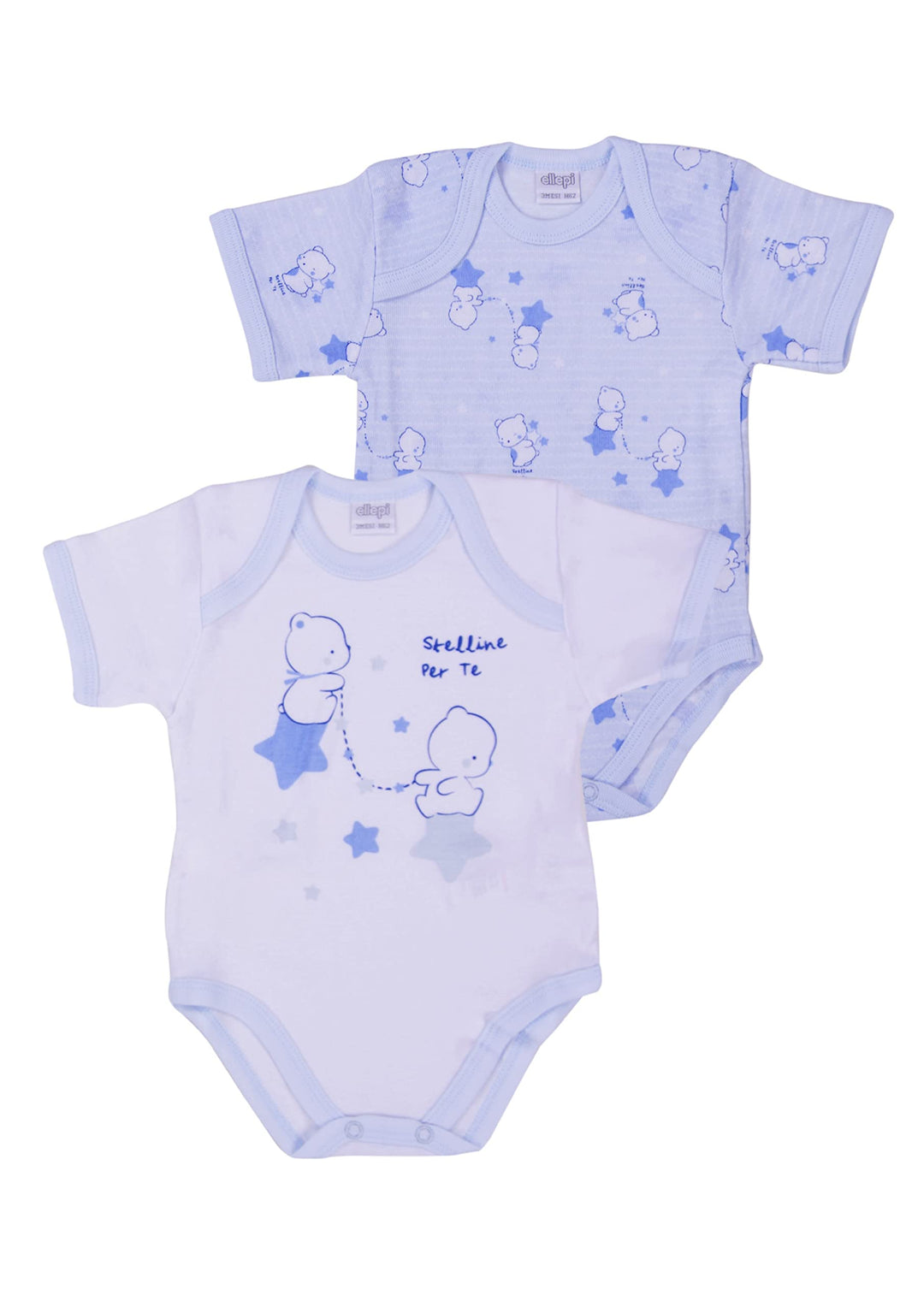 ELLEPI Body in Cotone Leggero per il Tuo Bambino, Fantasia Variabile, Confezione 2 Pz - Cassaniti