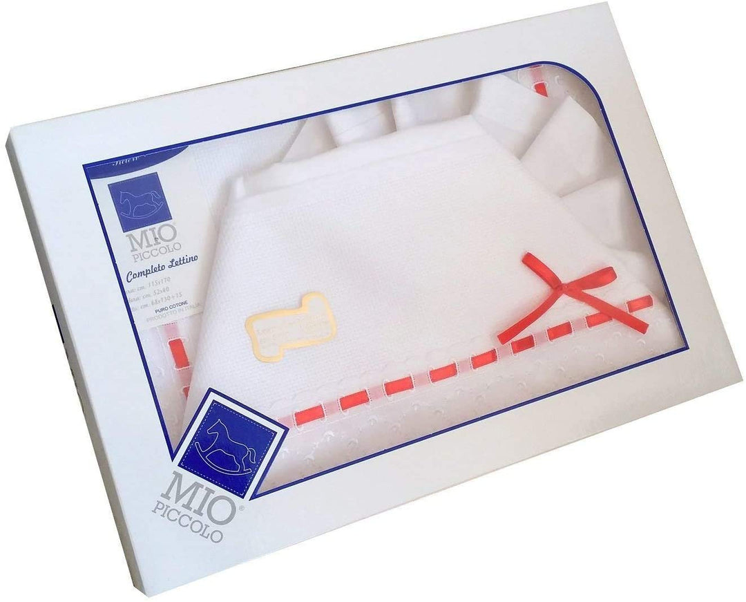 MIO PICCOLO Composè lettino/culla tela aida da ricamare con inserti in san gallo - Cassaniti