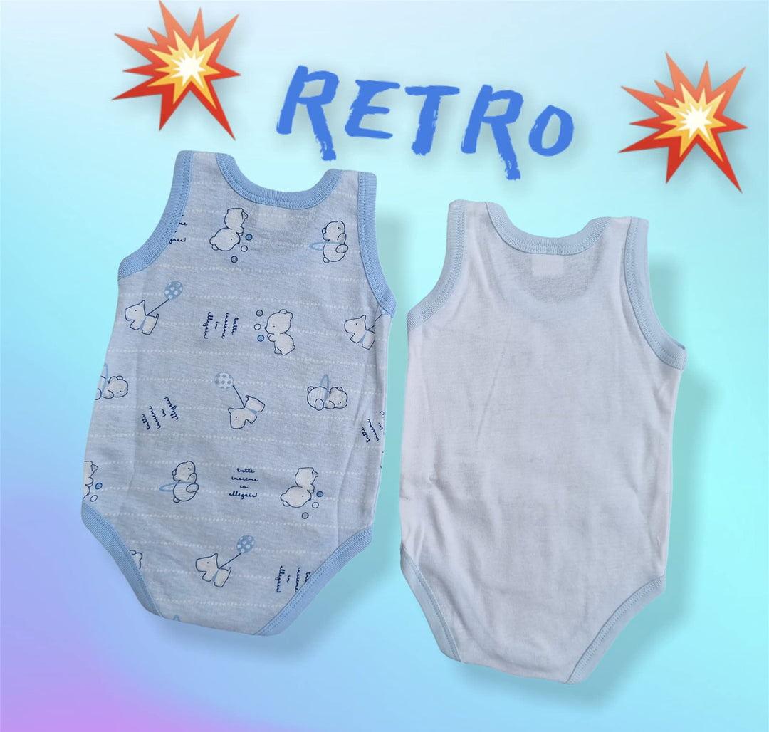 ELLEPI Body Spalla Larga Neonato Senza Maniche 100% Cotone, Confezione 2 Pz - Cassaniti