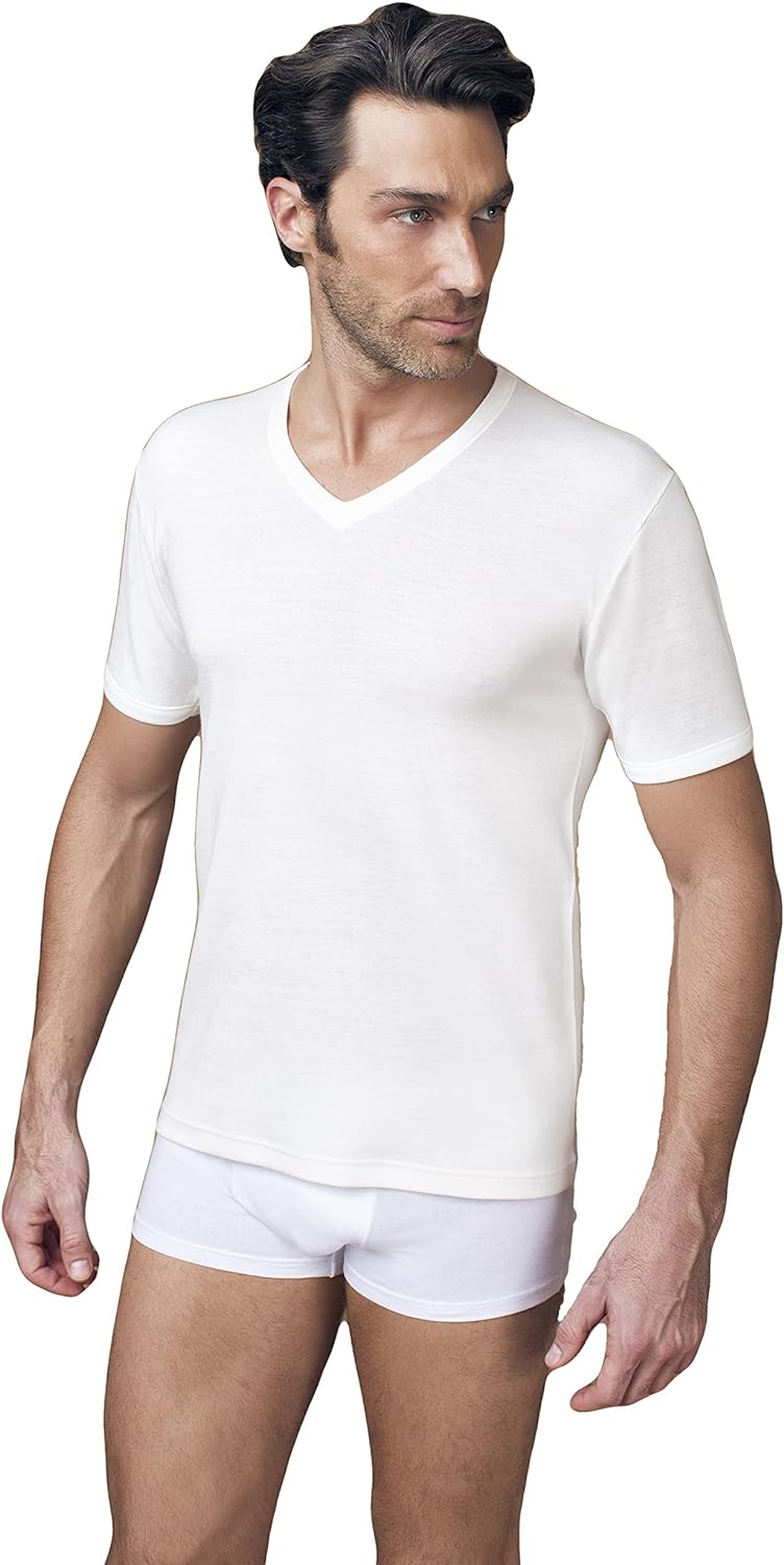 NOTTINGHAM 3/6 T-shirt uomo con scollo a V lana cotone art. TV18 - Cassaniti