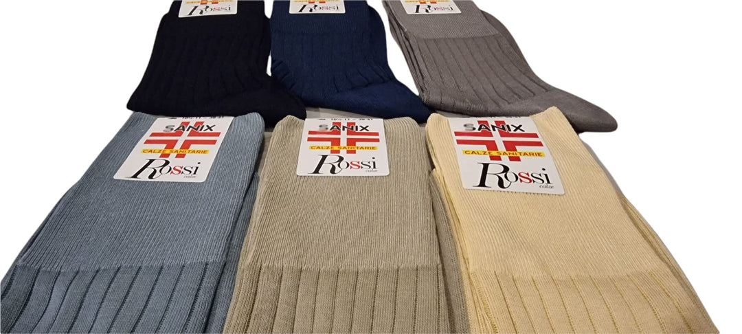 ROSSI 6 Calza corta uomo sanitaria 100% filo scozia elastico relax art. 2000 - Cassaniti