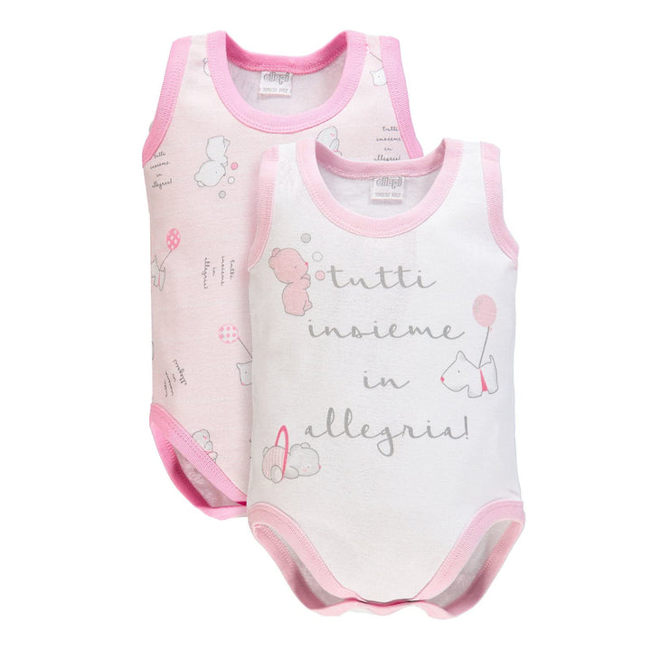 ELLEPI Body Spalla Larga Neonato Senza Maniche 100% Cotone, Confezione 2 Pz - Cassaniti