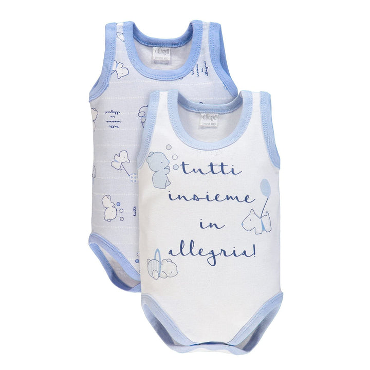 ELLEPI Body Spalla Larga Neonato Senza Maniche 100% Cotone, Confezione 2 Pz - Cassaniti