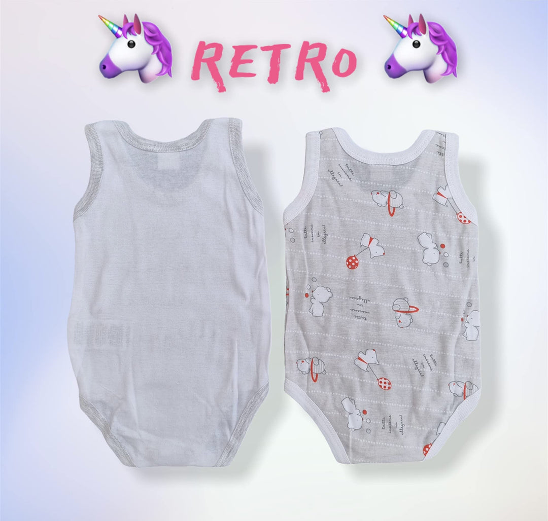 ELLEPI Body Spalla Larga Neonato Senza Maniche 100% Cotone, Confezione 2 Pz - Cassaniti