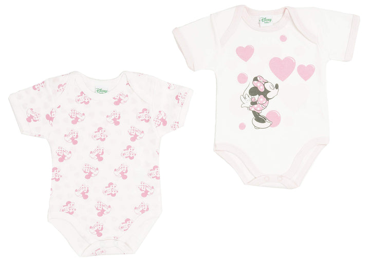 DISNEY Americano Neonato/a Mezza Manica in Cotone Caldo Minnie e Mickey Confezione 2 Pz - Cassaniti