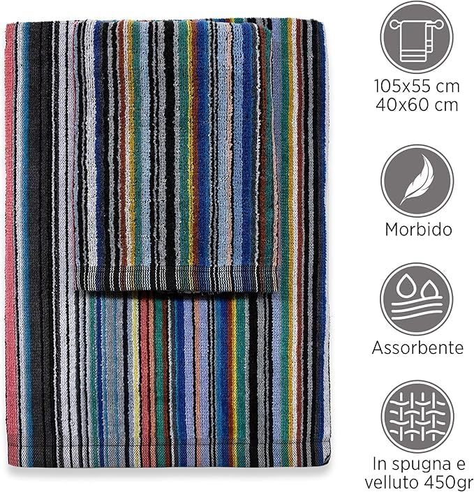 SOMMARUGA Coppia di asciugamani in spugna cinigliata (ospite+asciugamano)