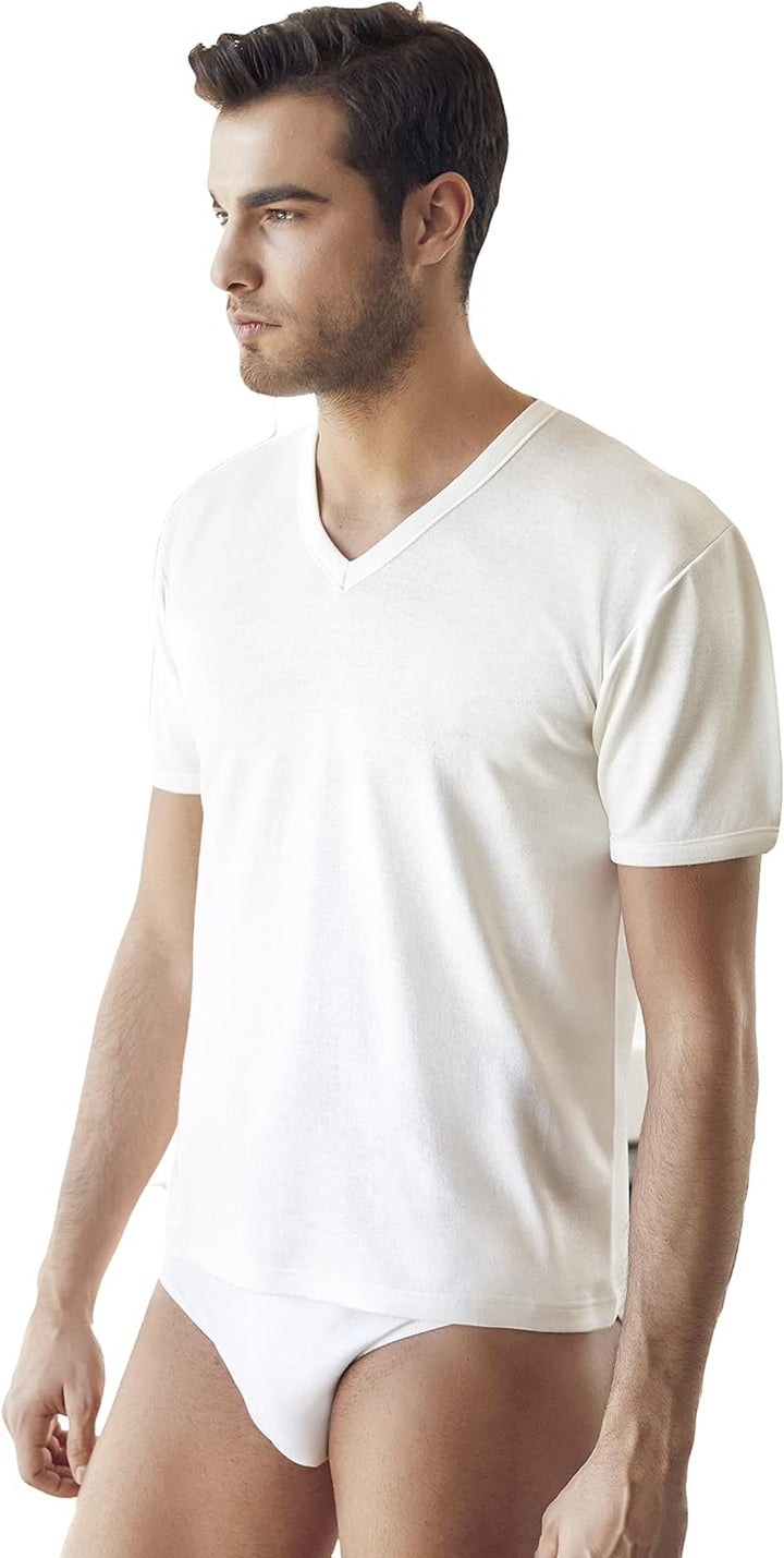 NOTTINGHAM 3/6 Maglia uomo mezza manica scollo a V lana cotone art. TV16 - Cassaniti