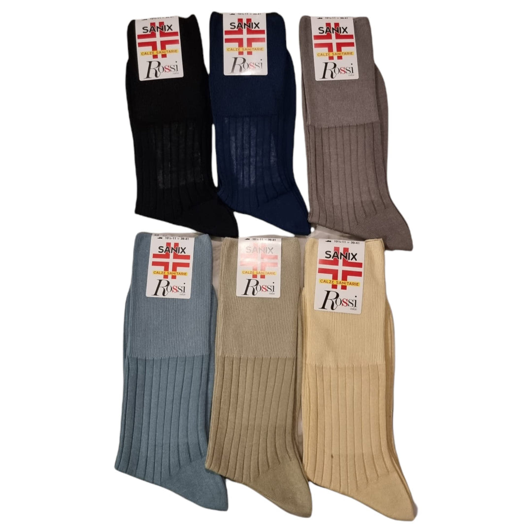 ROSSI 6 Calza corta uomo sanitaria 100% filo scozia elastico relax art. 2000 - Cassaniti