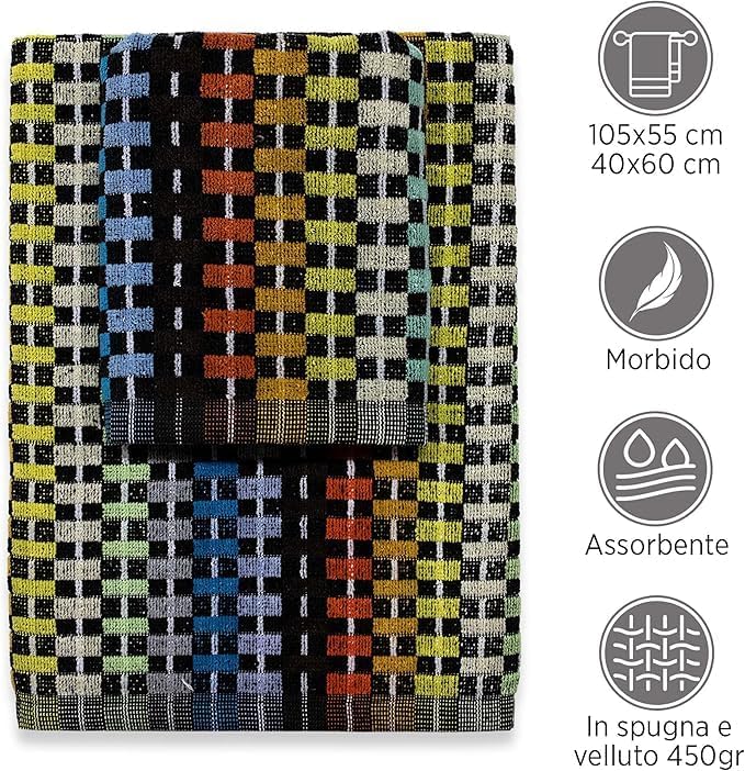 SOMMARUGA Coppia di asciugamani in spugna cinigliata (ospite+asciugamano)