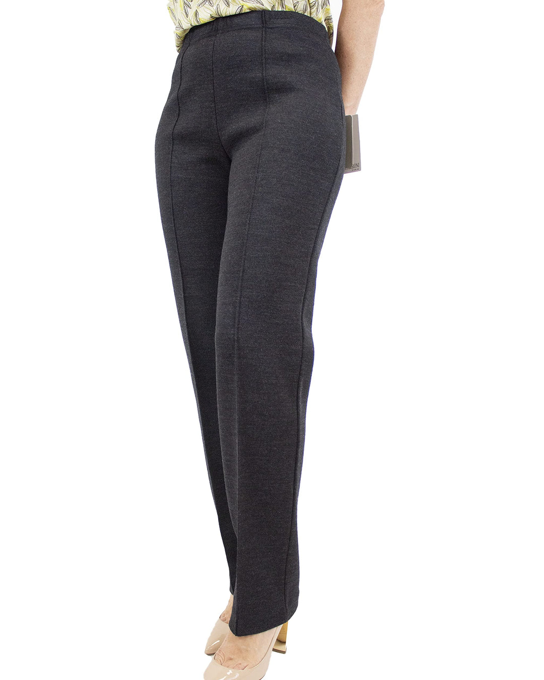 CARLA FERRONI Pantalone Donna in Lana Jersey Elasticizzato Vita Alta Art. 6626