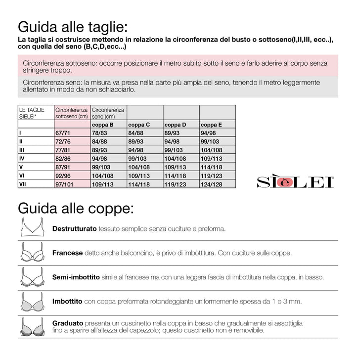 SIèLEI Reggiseno coppe graduate senza ferretto coppa B Art. 1556