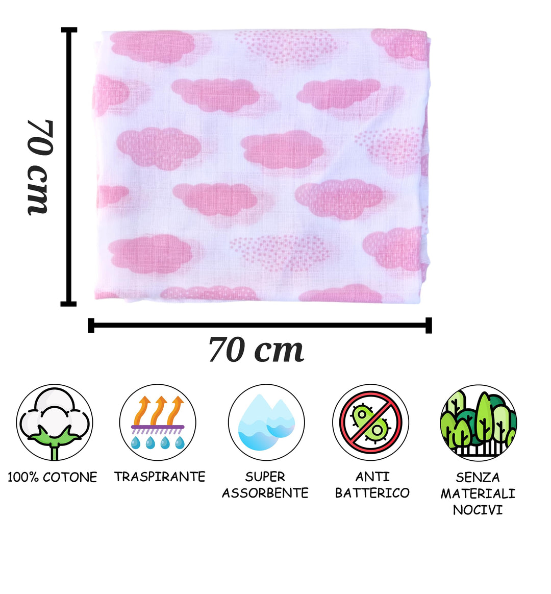 ELLEPI Mussole Neonato in Cotone e Bamboo - Set Completo per Nascita e Bagnetto - Cassaniti