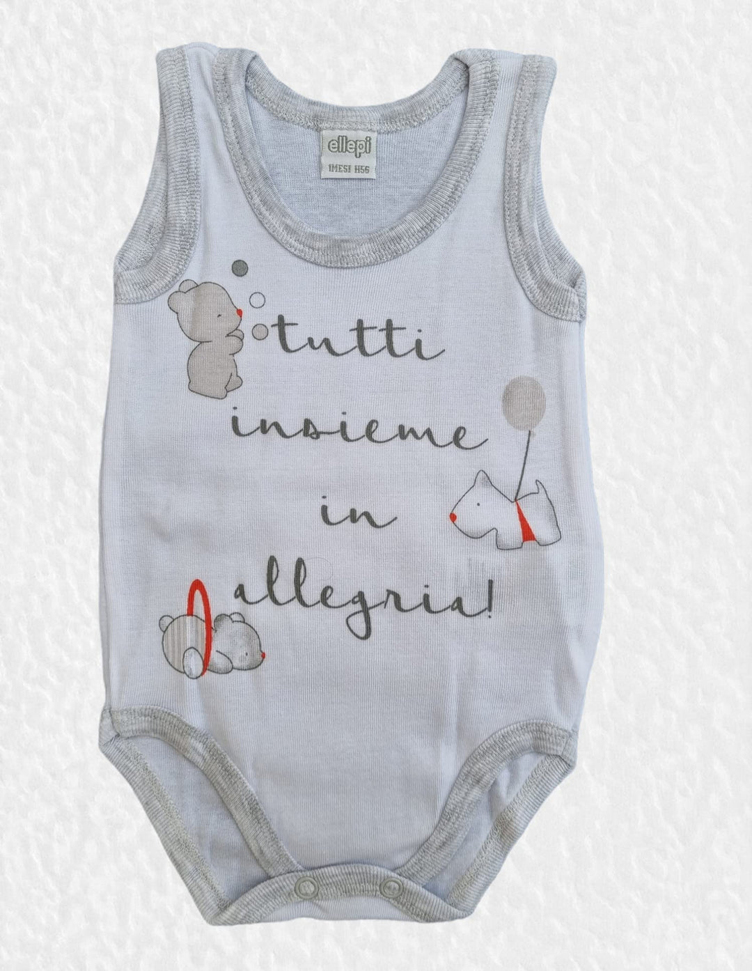 ELLEPI Body Spalla Larga Neonato Senza Maniche 100% Cotone, Confezione 2 Pz - Cassaniti